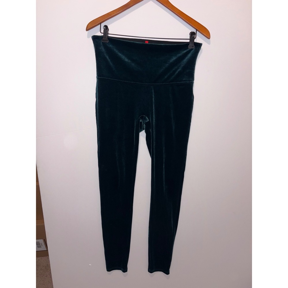 Spanx Velvet Leggings High Waisted Shaping Emerald Green Velvet Leggings